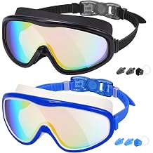 EasYoung Adult Swim Goggles, 2-Pack Wide View Swim Goggles for Men Women Youth Teen, Anti-Fog, UVProtection, Over 15 Years