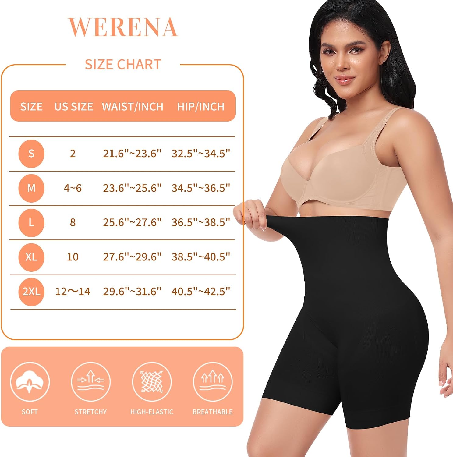 Werena Shapewear Shorts Tummy Control for Women High Waisted Body Shaper Underwear Slimming Slip Shorts Under Dresses