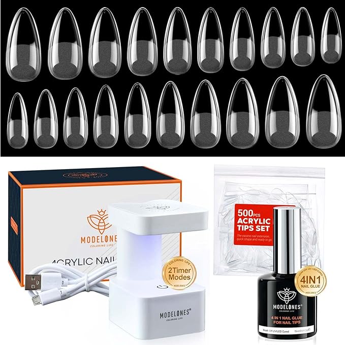 Modelones Nail Tips and Glue Gel Kit, Upgraded Gel x Nail Kit, 4 in 1