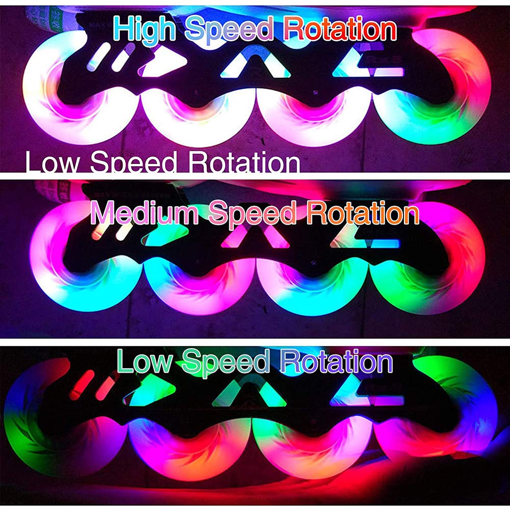 Paquete de 8 Ruedas de Patinaje en Línea de 72 mm 76 mm 80 mm Ruedas de Repuesto para Patines con Luces LED Ruedas Flash Ruedas Patines Línea