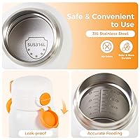 Vista 7 de Calentador de biberones portátil para viajes, calentamiento rápido de 2 minutos, control de temperatura preciso de 4 niveles, 12 onzas, gran