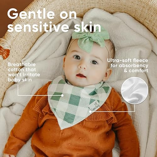 Miniatura 10 de Copper Pearl Baberos tipo bandana para bebé, paquete de 4 baberos de algodón suave para babear y dentición, baberos absorbentes para bebés niñas y