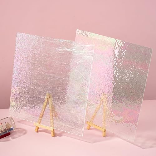 Miniatura 11 de Lanyani 2 hojas de vitrales de 12 x 12 pulgadas para manualidades, paneles de vitrales iridiscentes para mosaico de vidrio, suministros de vitrales