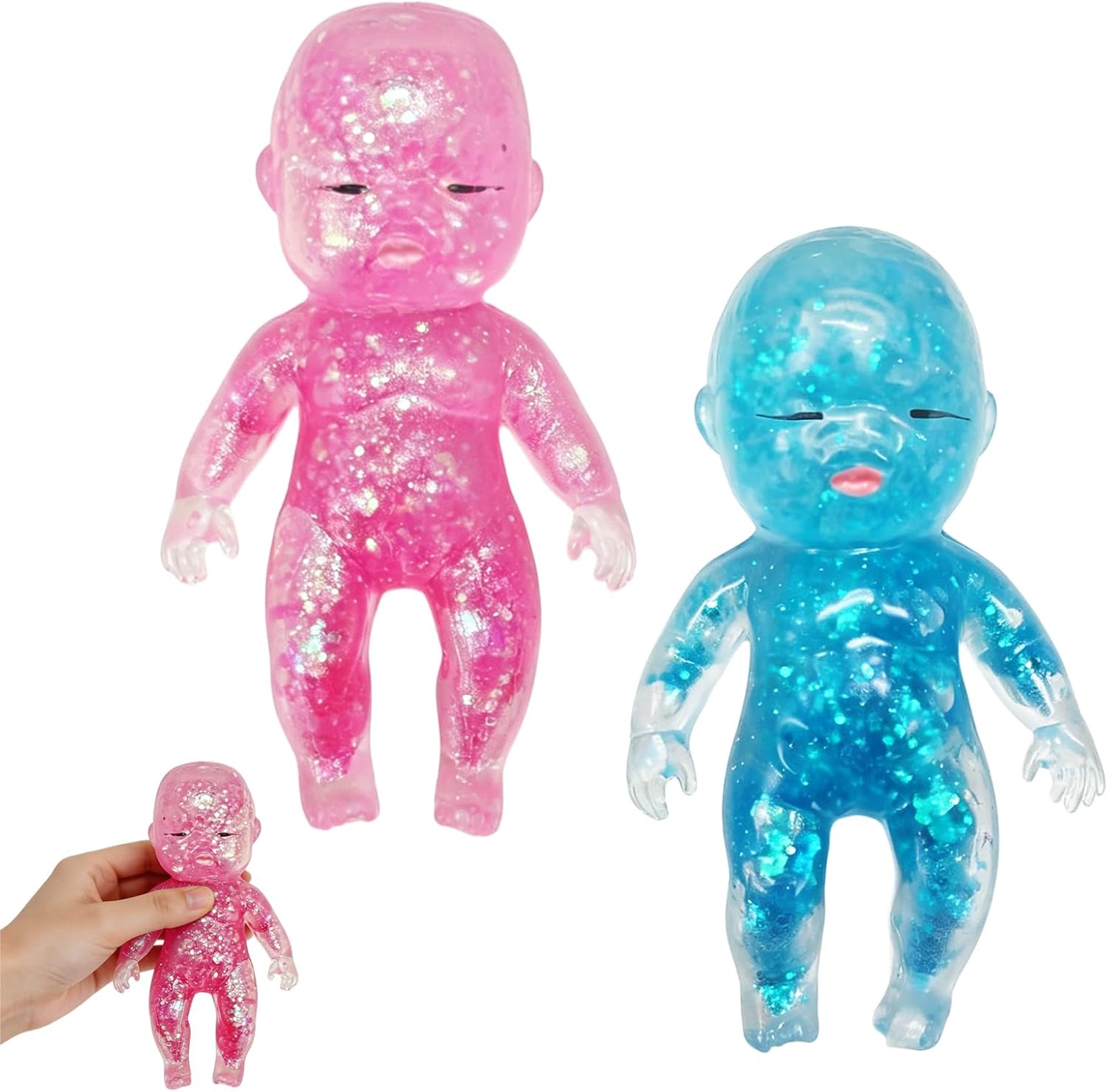 3PCS Squishy Glitter Slow Rising,Glitter Doll Squishies Stress Ball,Sugar Squishy Filled Glitter Slow Rising Squishy Sensory Fidget Toys for Stress Relief for Adults Use