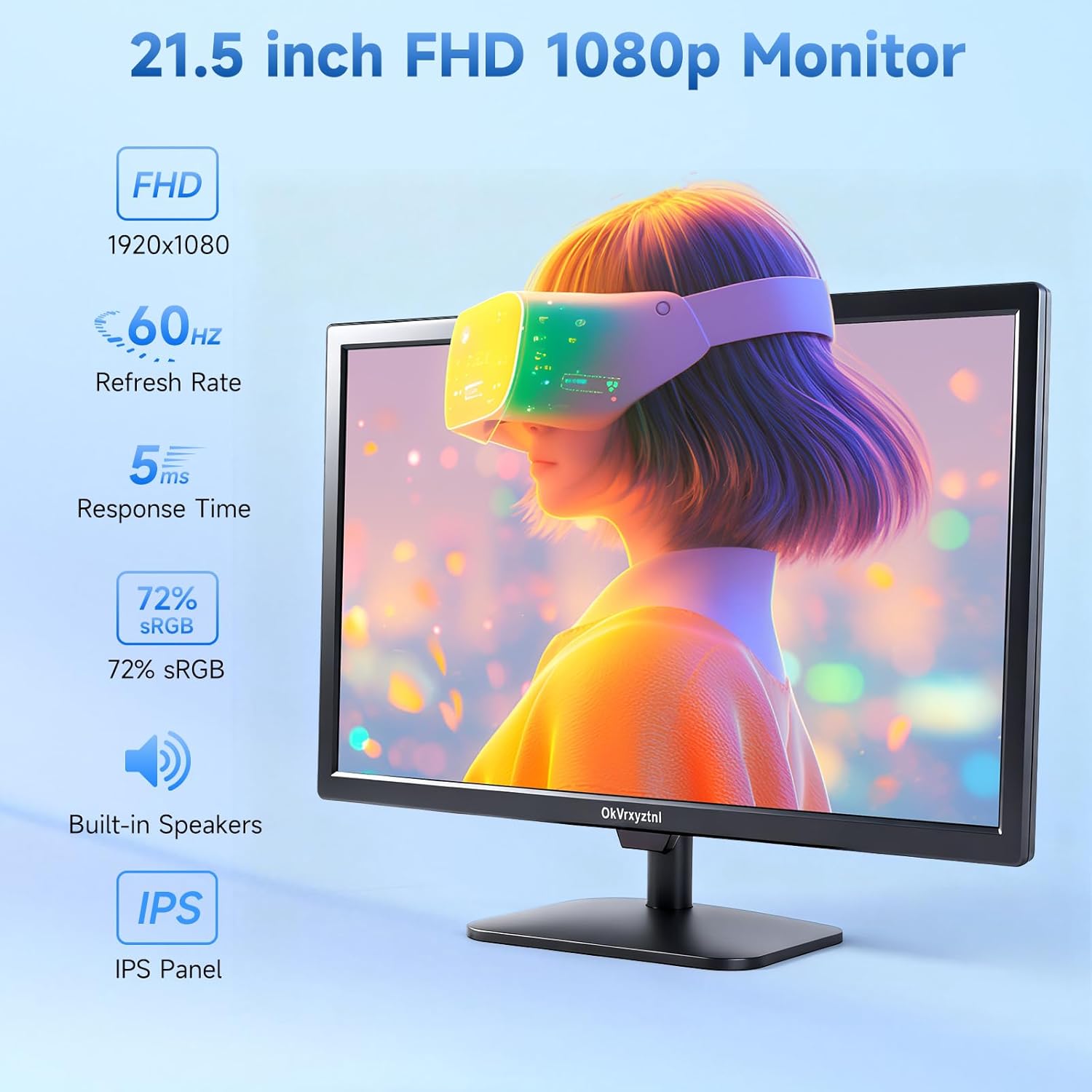 21.5 inch HD (1920 x 1080) CCTV Monitor, 16:9 with BNC/VGA/HDMI/Built-in Speaker 60Hz Refresh Rate, Monitor for laptops, Computers and desktops,LED Display,VESA 75x75MM