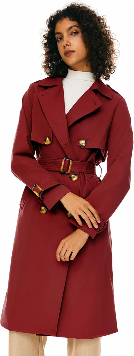 Orolay Women's 3/4 Length Double Breasted Trench Coat Lapel Jacket with Belt - Image 3