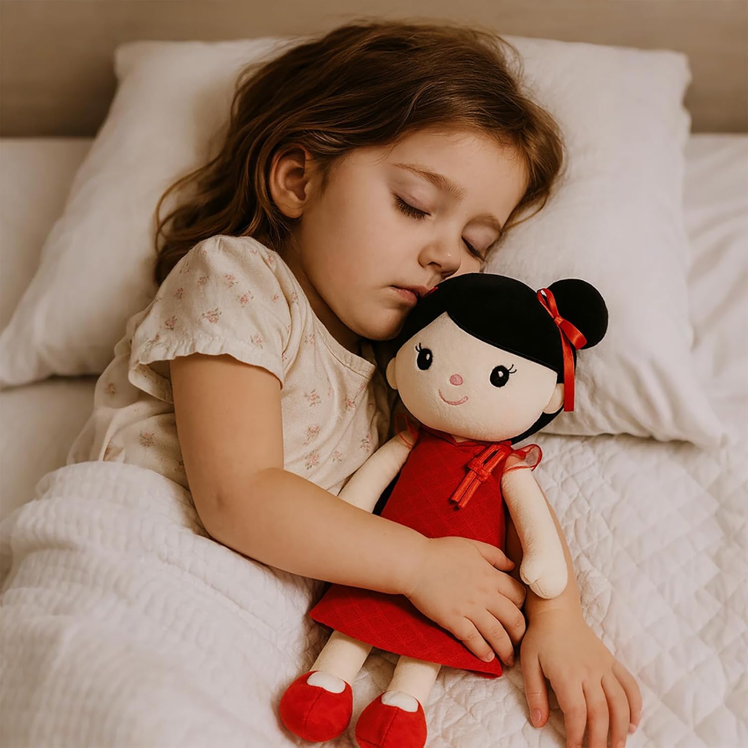 Soft Baby Doll Toys (16'') Baby Rag Doll for Girls Birthday Gifts Cuddly Plush Toys for Toddler Kids (Cheongsam Girl) - Image 4