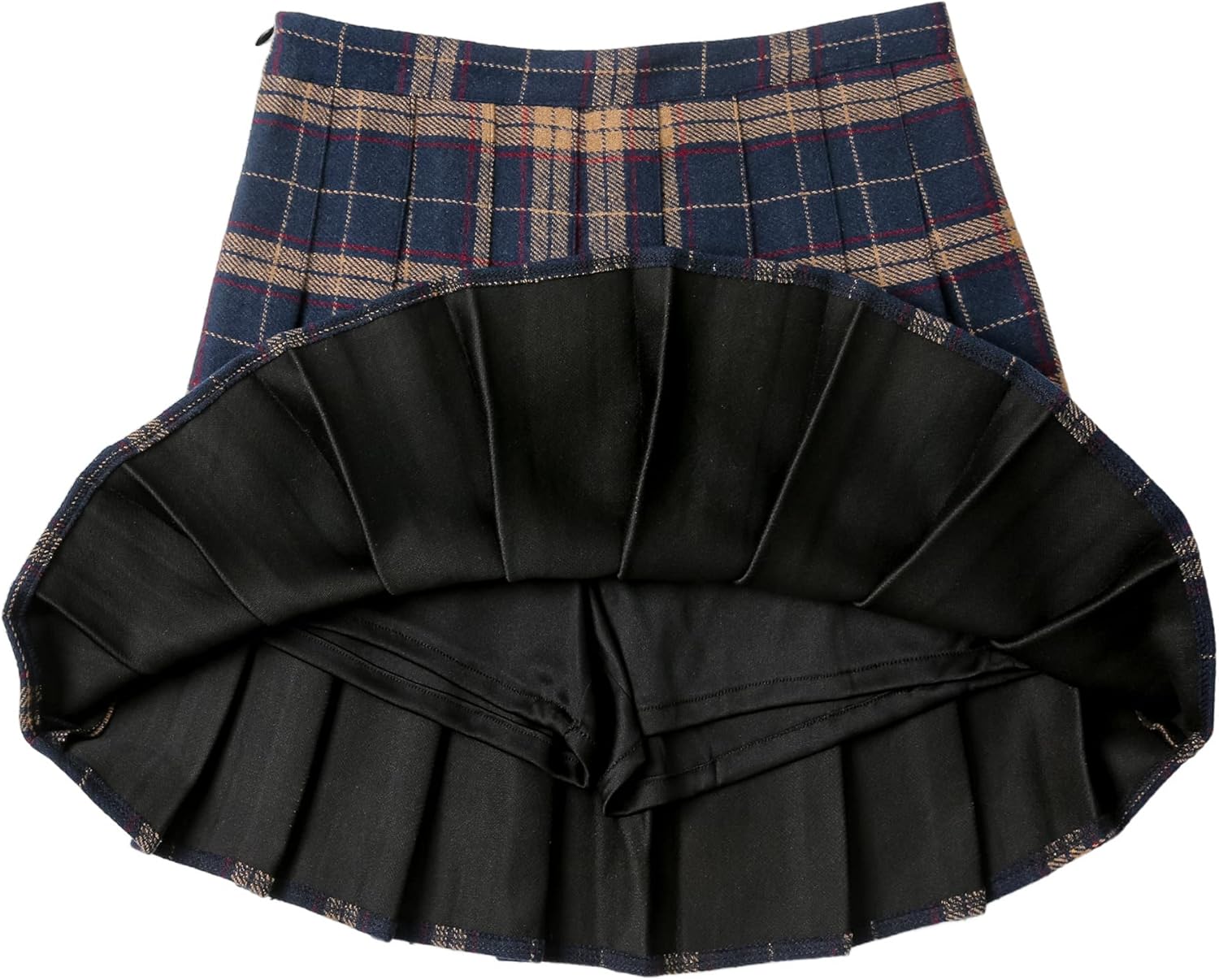 Hoerev Women Girls Thick Wool Fabric for Cold Weather Versatile Plaid Pleated Skirt with Shorts - Image 4