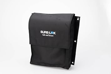Sure-Lok FE200746 Wheelchair Tie-Down Storage Bag | Mountable Vinyl Container | Fits Complete 4-Point System | Flame Resistant & ADA Compliant Stowage | 14" x 11" x 4"