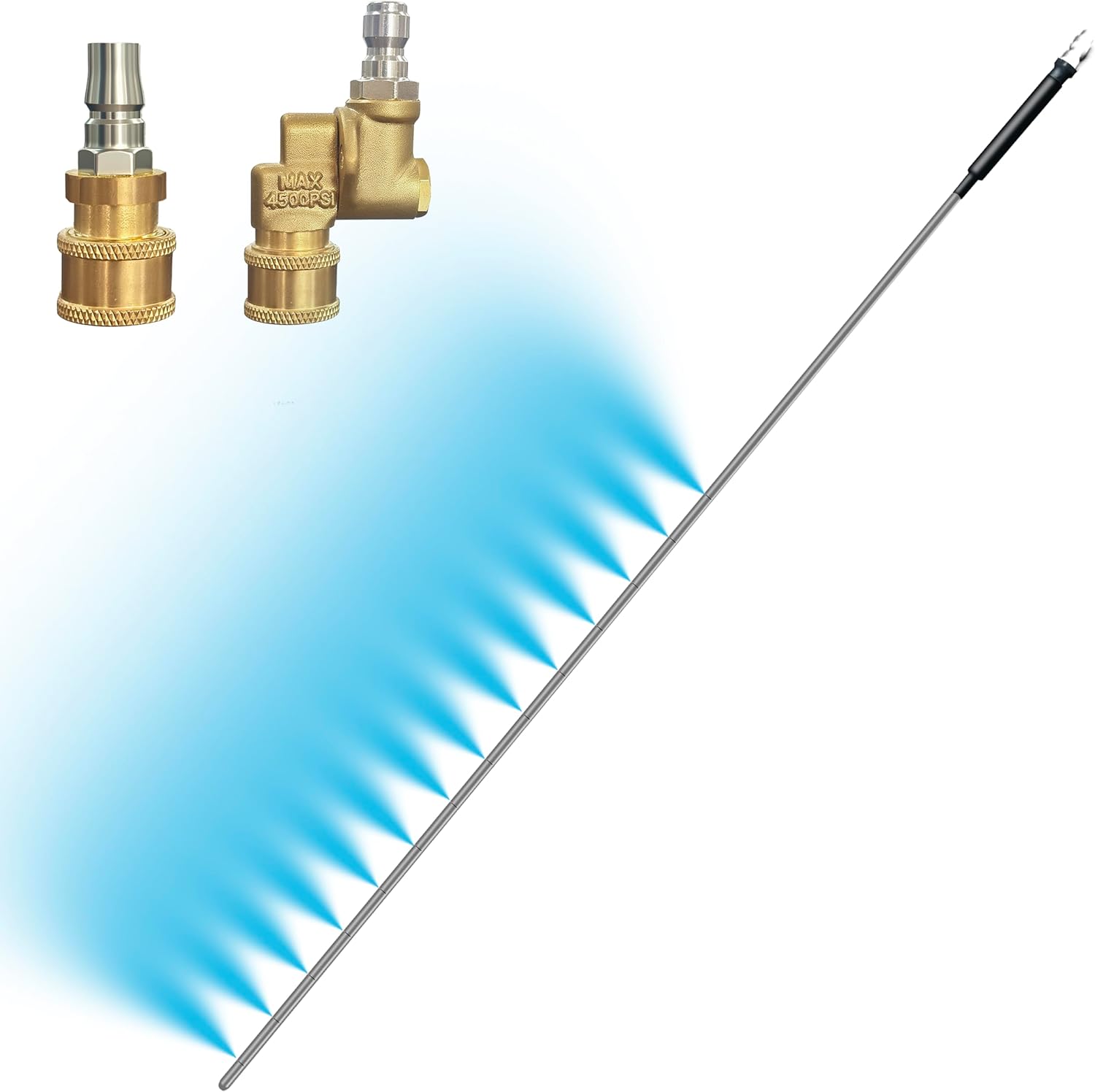 Radiator Cleaning Wand–5000+ PSI Radiator Flush Tool with Adapter Suitable for Karche Car Washer,Trucks,RVs, Dual Water/Air Cleaning, Includes Nozzles Quick Couplers(39 inch with M22 Adapter)