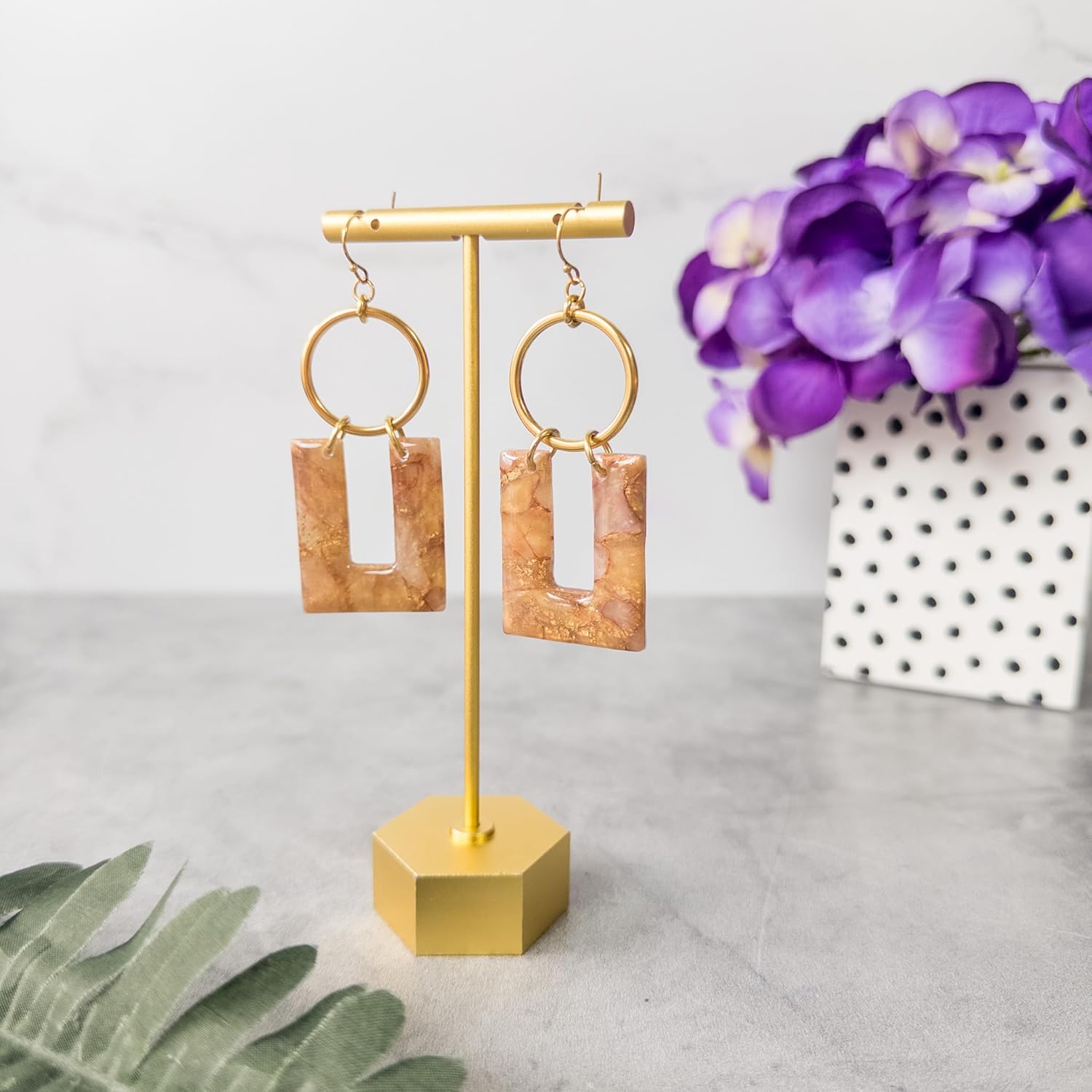 Circle and rectangle u clay earring - Kris