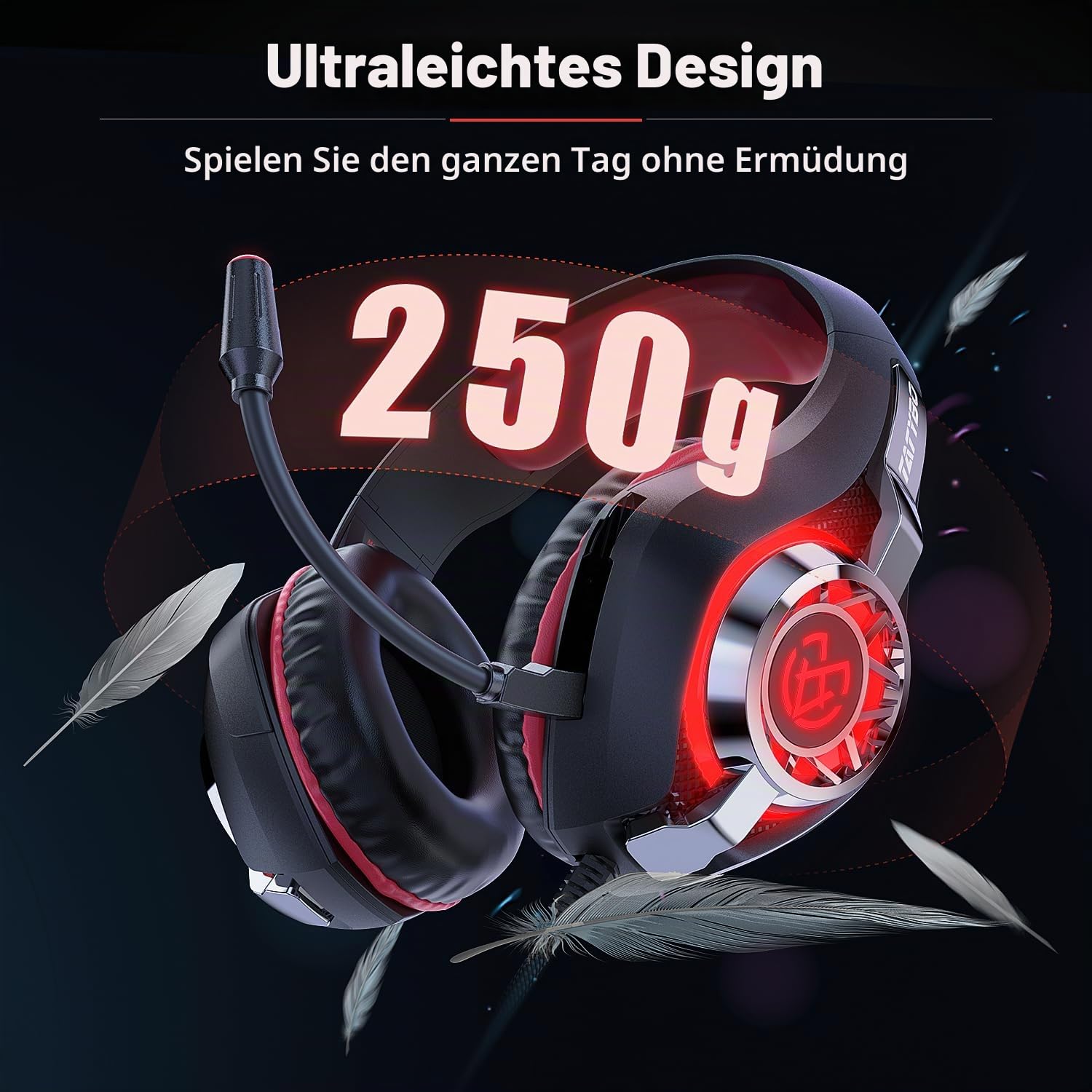 PUPATIO Gaming Headset für PS5 PS4 Xbox Series PC, Over Ear 3.5 mm Deep Bass Stereo Surround Sound PS5 Headset mit Noise Cancelling Mic und LED Licht für Laptop, Switch, Tablet