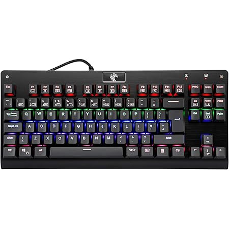 TKL Mechanical Gaming Keyboard UK Layout, Replaceble Clicky Blue Switches LED Backlit, E-Element Z-77 PC Gaming Keyboard, Compact 88 Keys Ergonomic Design for Gamer Typist (Z77-LED)