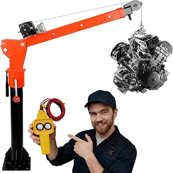 5000LBS Truck Bed Crane, 4000LBS 12V Electric Winch, Painted Alloy Steel Pickup Truck Jib Crane 360 Swivel Lift Electric Hoist, 3 Adjustable Loads & Heights, Truck Crane for Vans4000LBS V2