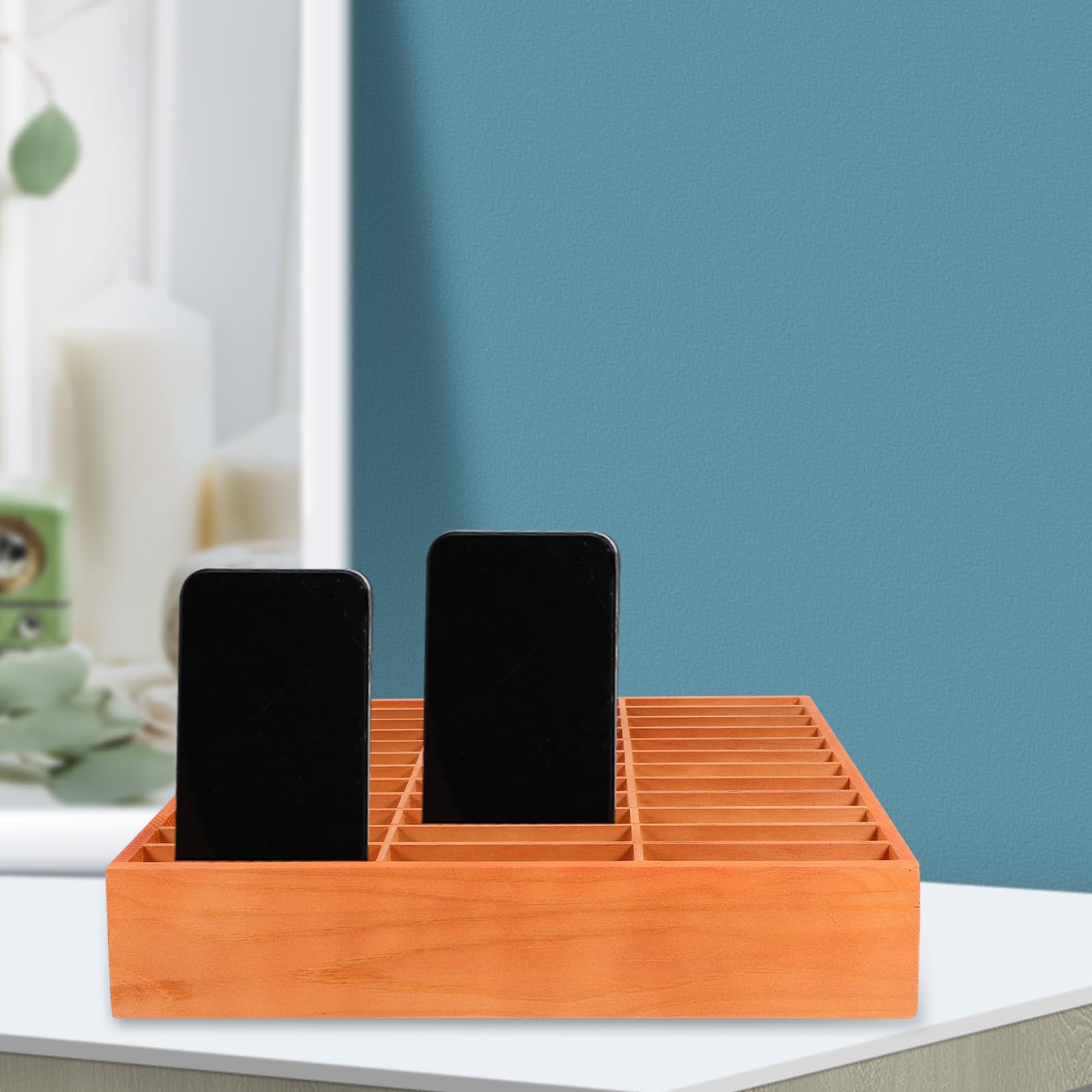Gadpiparty Scatola Portaoggetti in Legno Supporto Cellulare da Scrivania | Organizzatore Semplice e Fashion, per Scuola e Laboratorio Riparazioni, Adatto a Penne e Telefono