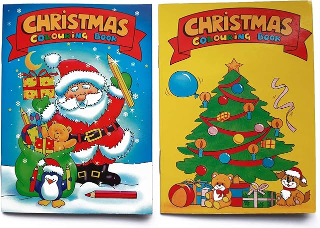 WF Graham 12 Mini Christmas Colouring Books A6 - Girl or Boys Party Bag Fillers