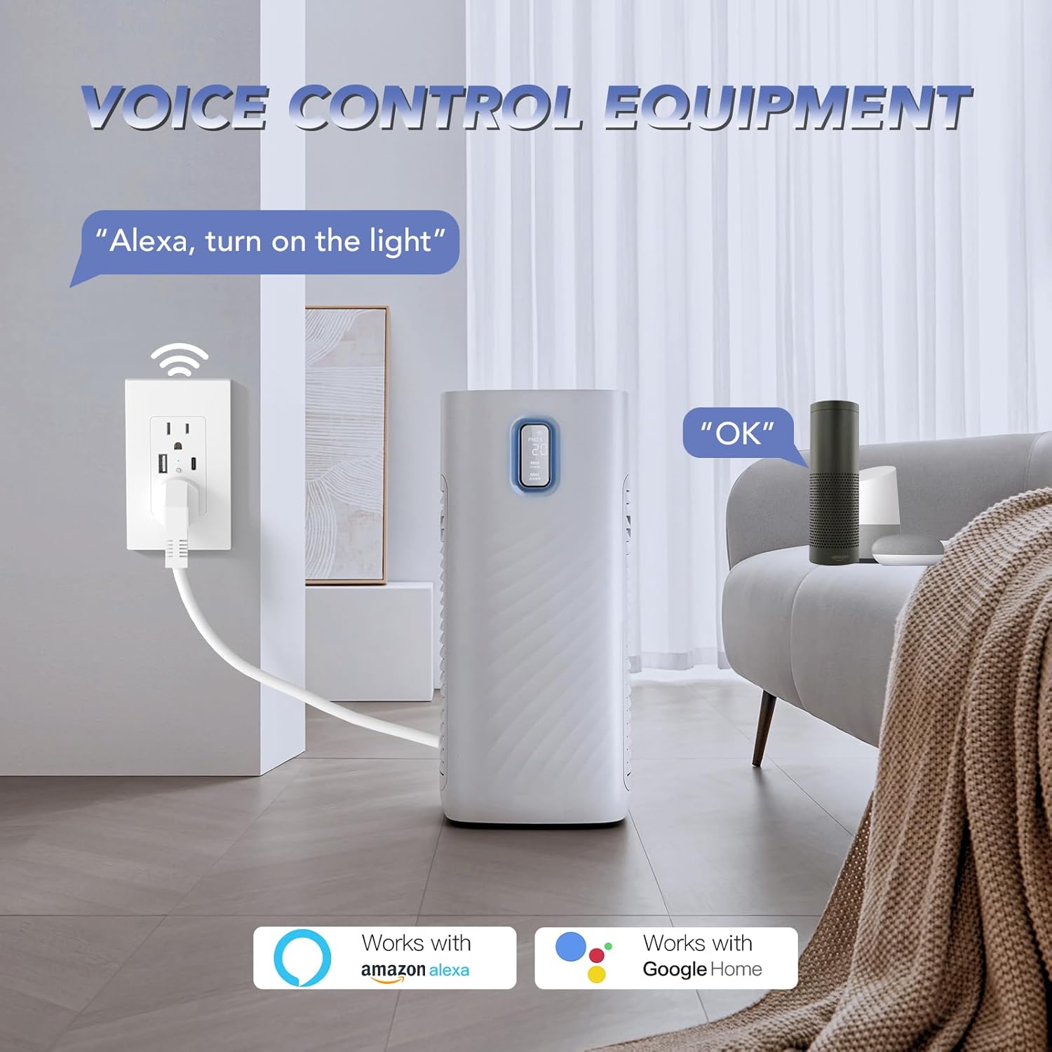 BSEED Smart Wall Outlet with 20W Type-C Ports, Smart Wall Socket with 18W USB Ports, Fast Charging for iPhone/iPad/Android Devices, Supports Matter, White, 1 Pack