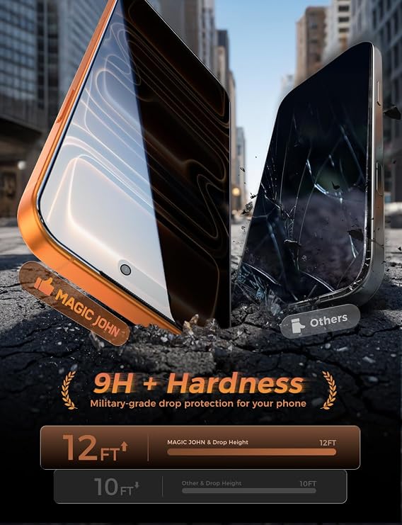 MAGIC JOHN 3rd Gen Upgraded for iPhone 17 Pro Max Privacy Screen Protector