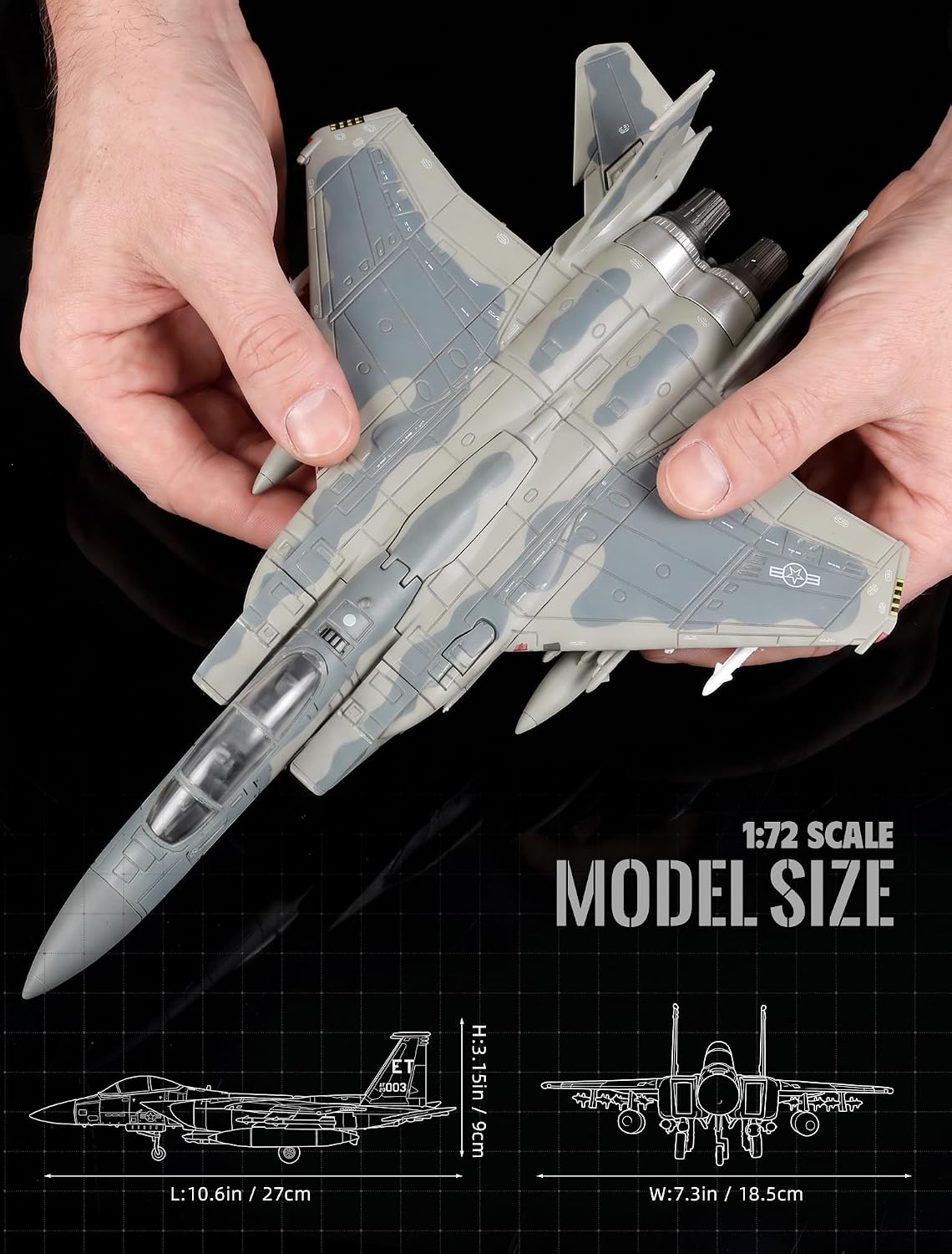 SEBUNAS 1/72 F-15EX Eagle II USAF Fighter Jet Easy Snap Build Model Toy Kit
