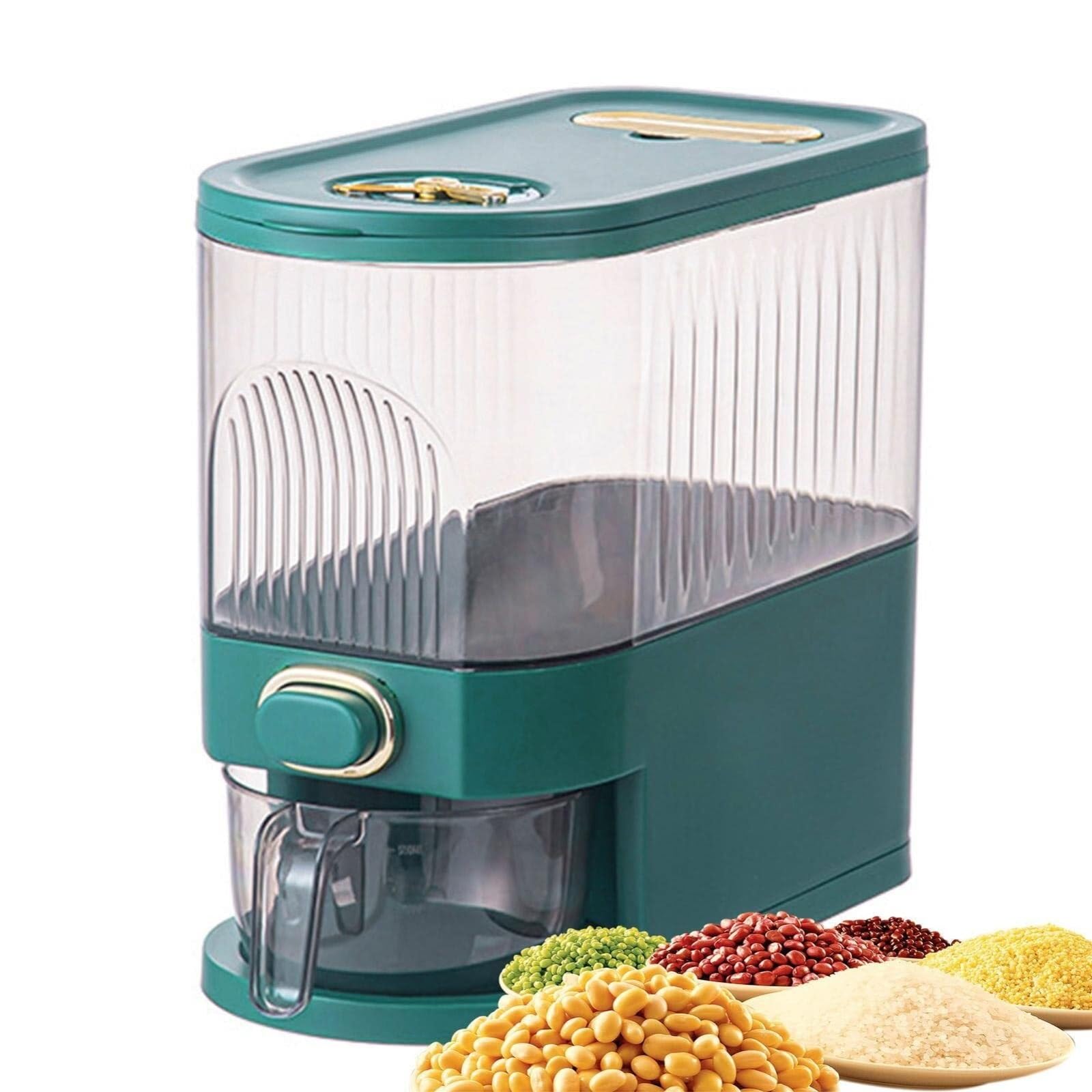 Dispensador De Cereales Para Cocina Dispensador De Almacenamiento De Cereales, Cubo De Almacenamiento, Contenedor De Almacenamiento De Alimentos Con Taza Medidora Recipientes Para Cereales Desayuno(Wh