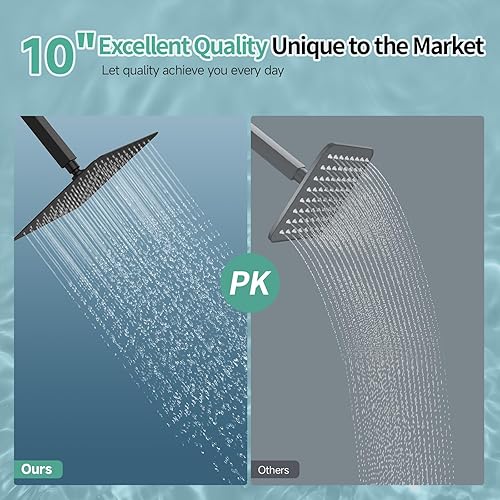 Miniatura 2 de SR SUN RISE Cabezal de ducha de lluvia de 10 pulgadas, cabezal de ducha de lluvia de alta presión de acero inoxidable 304 negro mate