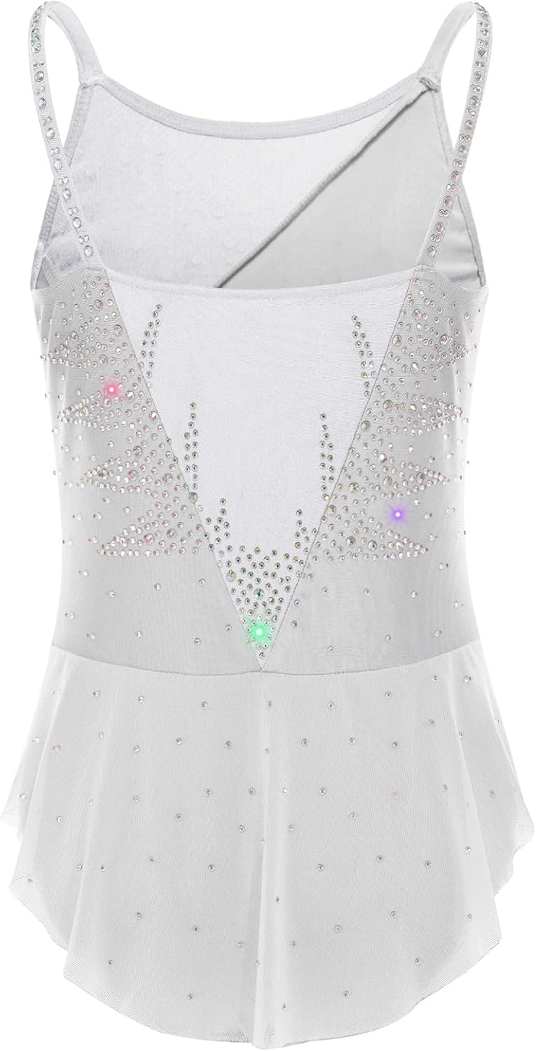 Shinsto Rhythmic Gymnastics Leotards for Girls Sleeveless Rhinestones Color Block Dance Leotard and Performance Wear