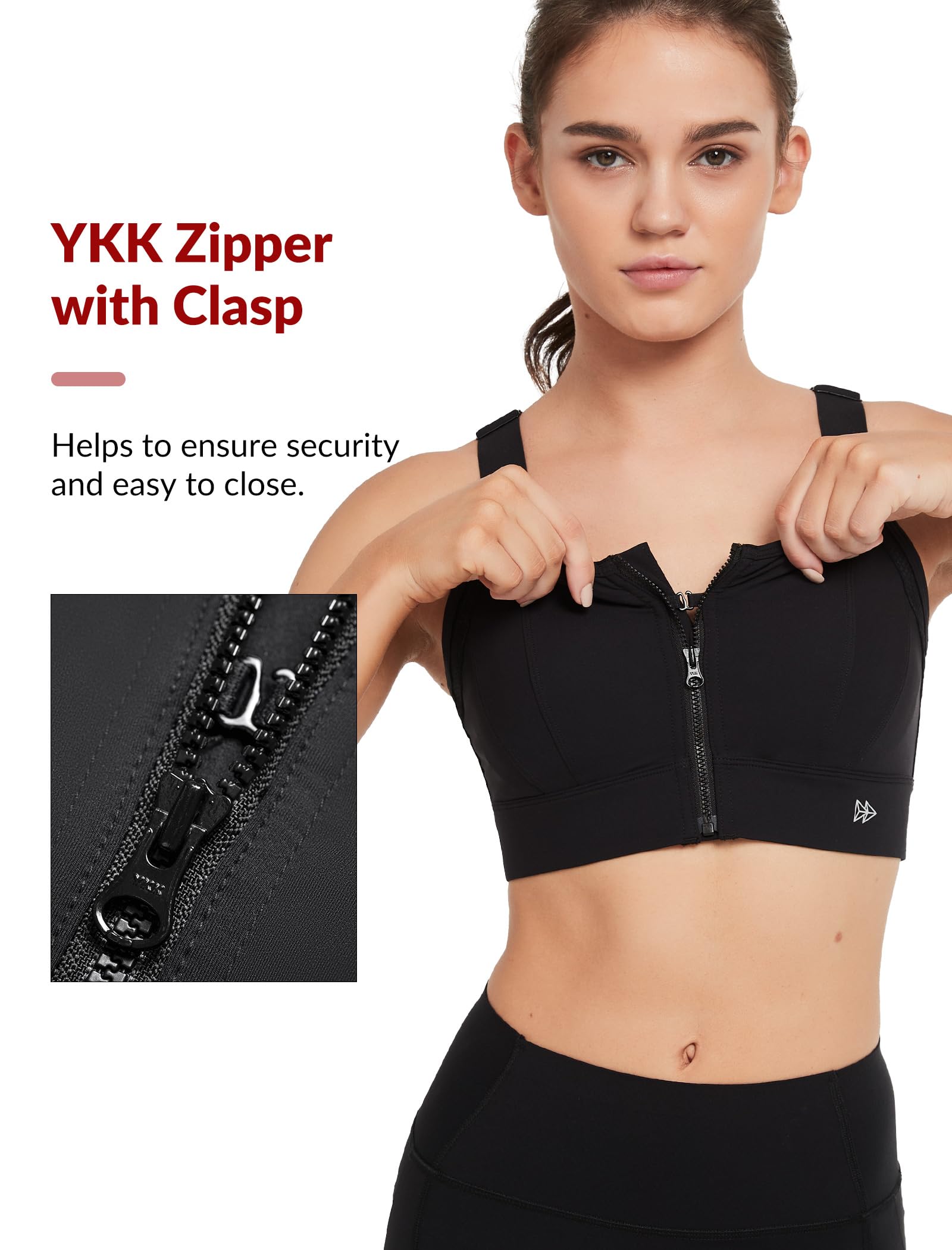 Yvette Reggiseni sportivi regolabili per le donne chiusura frontale Plus Size reggiseno sportivo ad alto impatto per busto grande