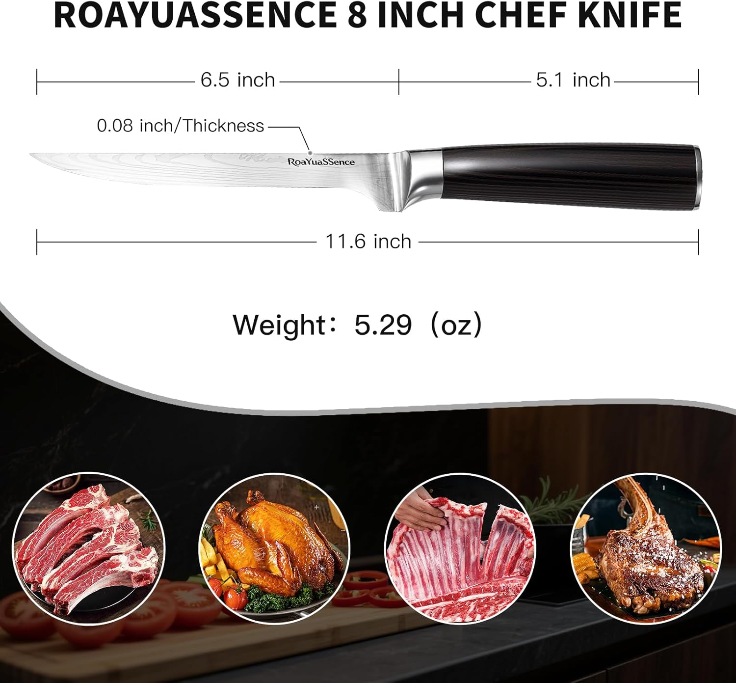 Professional 6 Inch Deboning Knife - Razor Sharp High-carbon Stainless Steel, Flexible Blade & Wood Handle - Precision Meat, Poultry, and Fish Tool - Gift Box Included