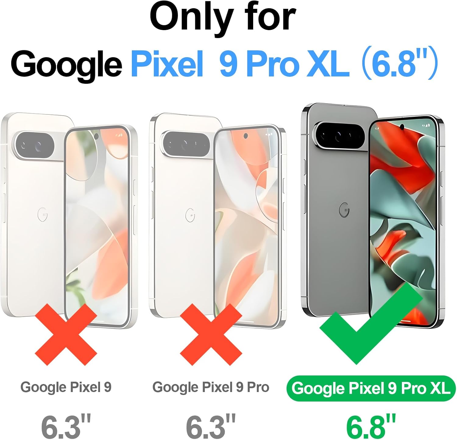 SkyEagle Compatible with Magsafe 2 in 1 Detachable Google Pixel 9 Pro XL Wallet Case with Card Holder,Women Men Magnetic PU Leather Phone Case RFID Blocking Flip Kickstand Credit Slots,Brown