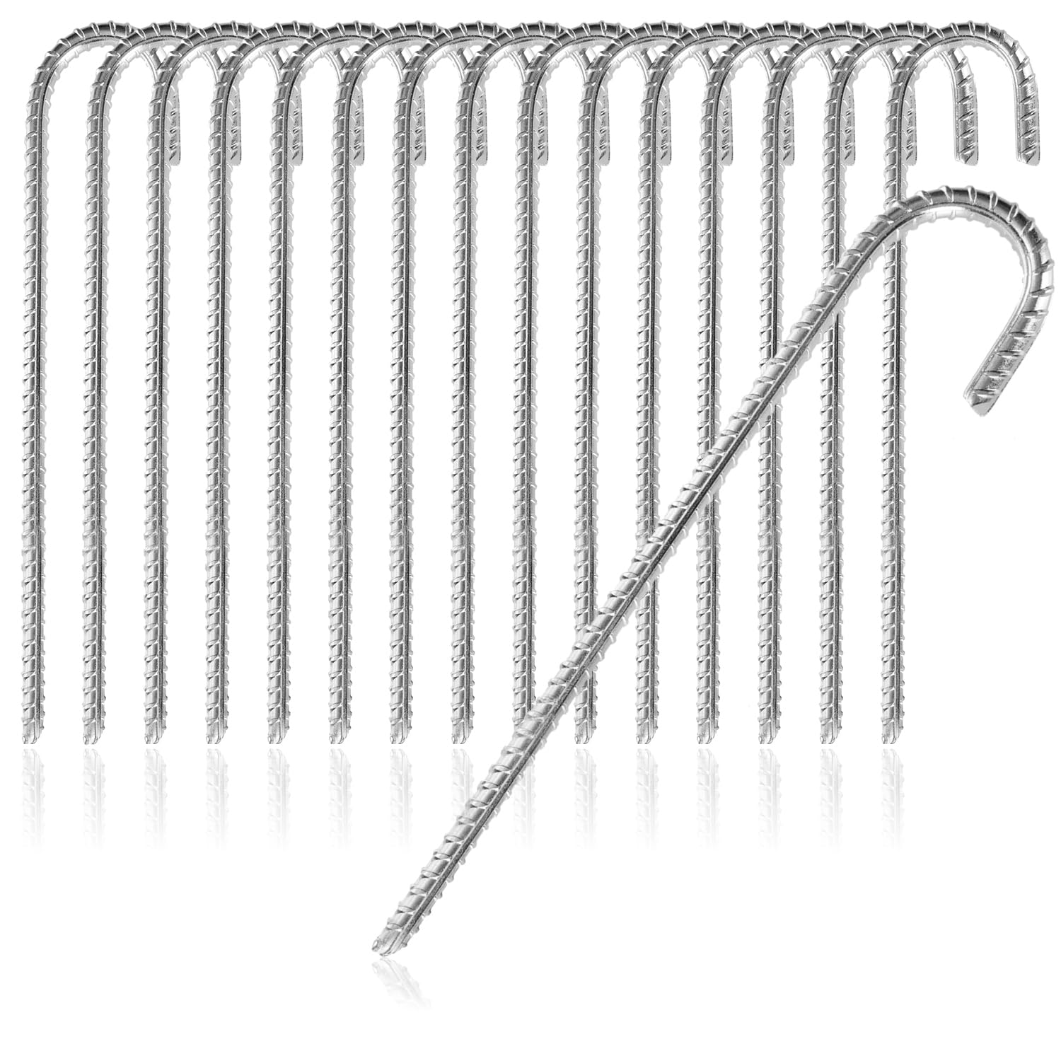 COM-FOUR® Ancoraggio a terra 16x XL in acciaio massiccio, forma a J 30 cm, Ø 1 cm - ancoraggi a terra zincati per tende, gazebo, castelli gonfiabili, trampolini, stabili e antiruggine