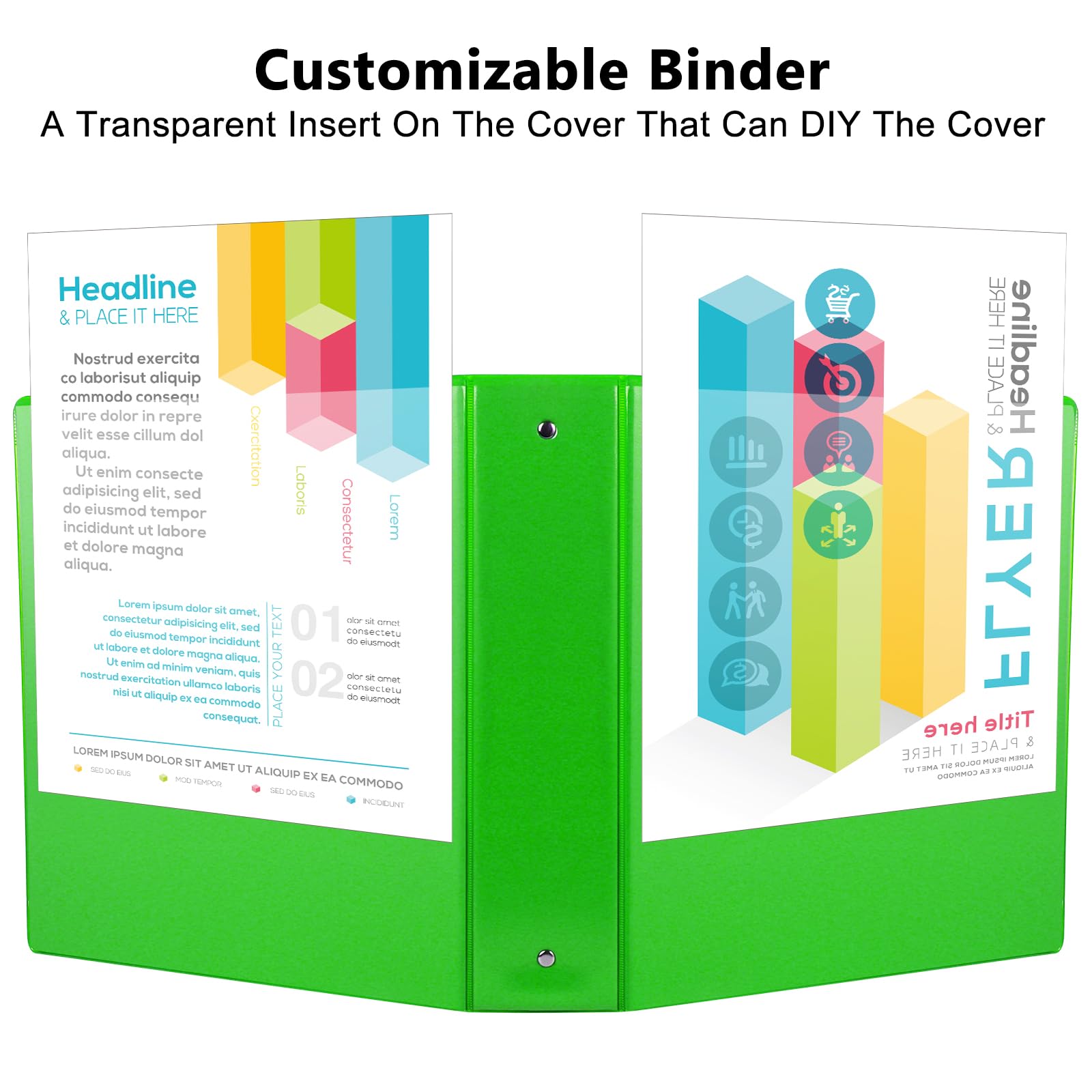 CIXILDTS Lot de 6 classeurs ronds de 5,1 cm, durables à 3 anneaux de 5,1 cm pour papier de format lettre, vert