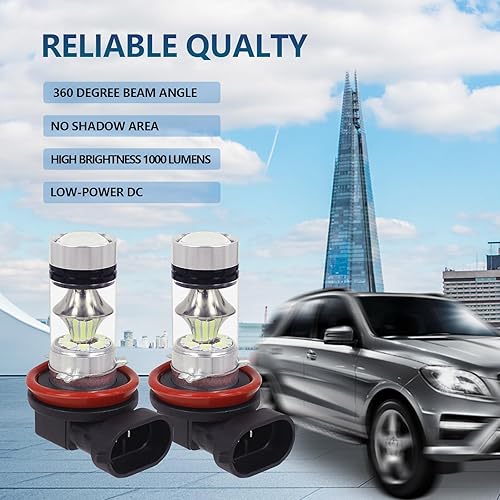 Miniatura 3 de 2 bombillas LED H8H11 para automóvil, 2828-20SMD DC 12V 1000LM 100W de alta potencia 360 iluminación lámpara antiniebla, foco de vida útil 50000H,
