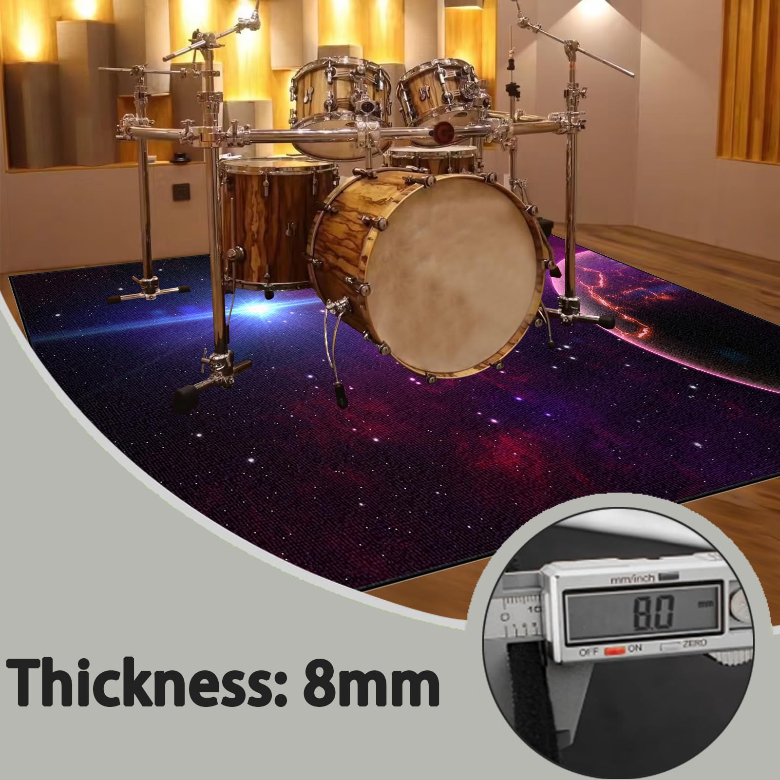 230 x 180 cm Tappetini per Batterie Tappetino Tamburo Insonorizzato Tappeto Drum Carpet per Batterie Acustica elettroniche Rullante Snare Drum Grancassa Tappeto Antiscivolo Tappeto per Batteria