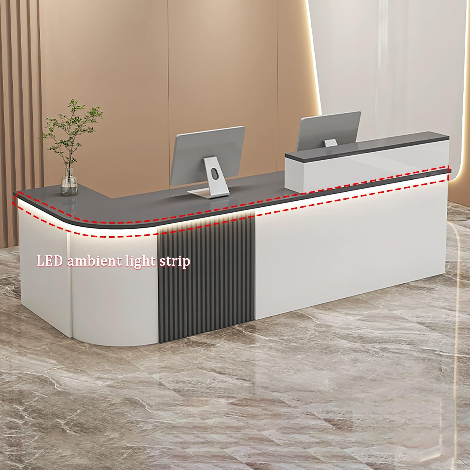 Generico Bancone Reception Bianco con Vassoio per Tastiera per Casse di Vendita al Dettaglio, bancone Moderno per saloni e Hall, 150x60x100 cm, Elegante e Funzionale, ID