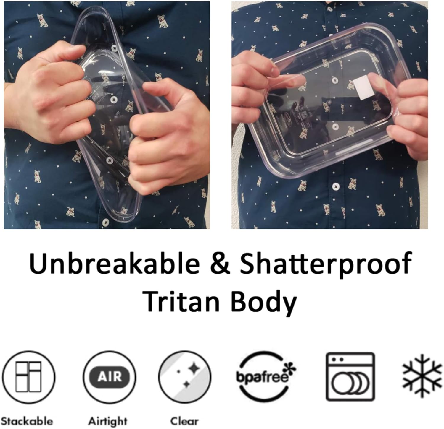 Lustroware Micro Clear Transparent Food Storage Containers with Lids – BPA-Free, Shatterproof, Dishwasher & Microwave Safe, 1.0 qt Stackable Refrigerator Organizer Bins, Made in Japan, Set of 6