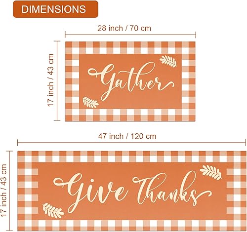 Miniatura 3 de Juego de 2 tapetes de cocina a cuadros antideslizantes y gruesos para el suelo, cómodos tapetes de pie para cocina, fregadero, oficina, lavandería,