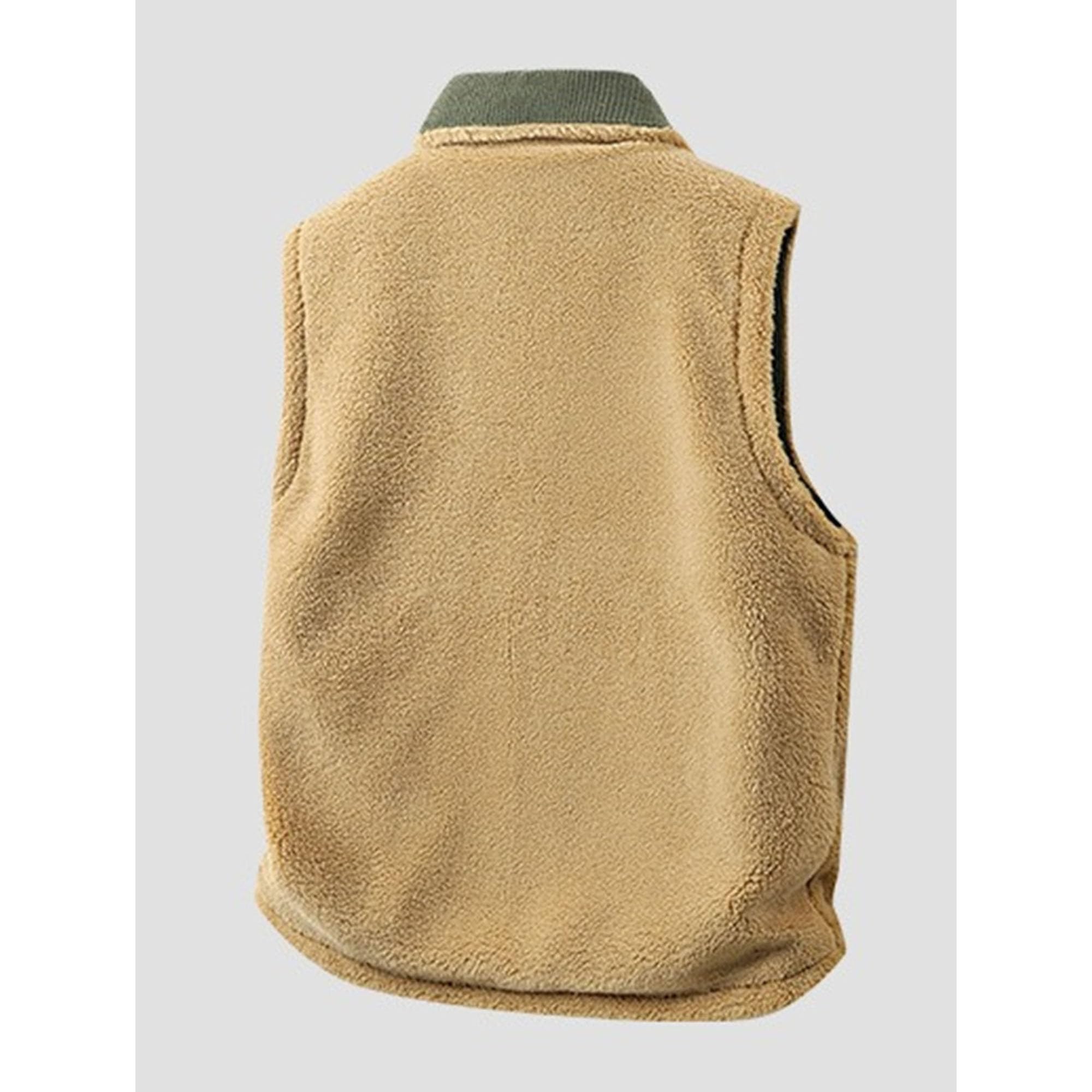 JEShifangjiusu Gilet da uomo leggero in velluto a coste cardigan con risvolto foderato in sherpa reversibile giacche comode con cerniera intera senza maniche