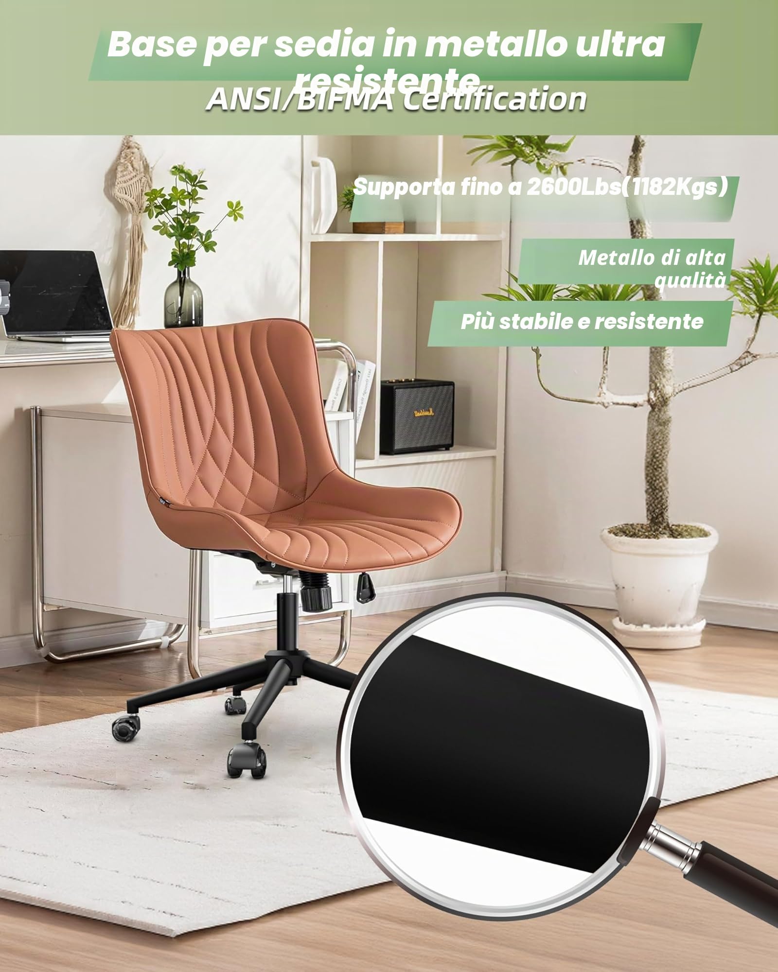 Sytopia Sedia da ufficio con piedistallo a croce con ruote, base universale in metallo da 60 cm per sedia girevole e sedia da gaming, portata fino a 1180 kg, set completo