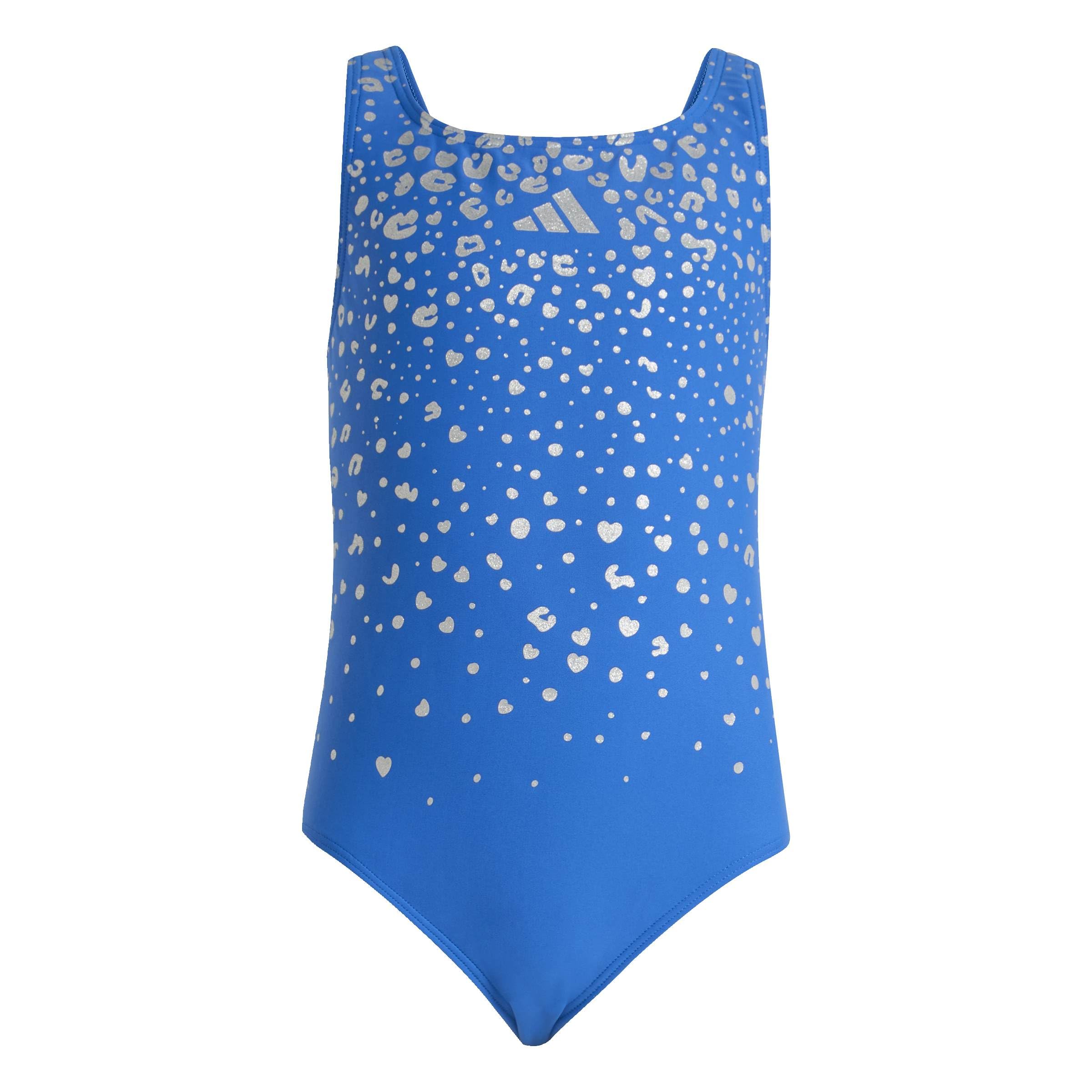 adidas Girl's Glitter V-Back Swimsuit, Bright Royal, 4-5 Years