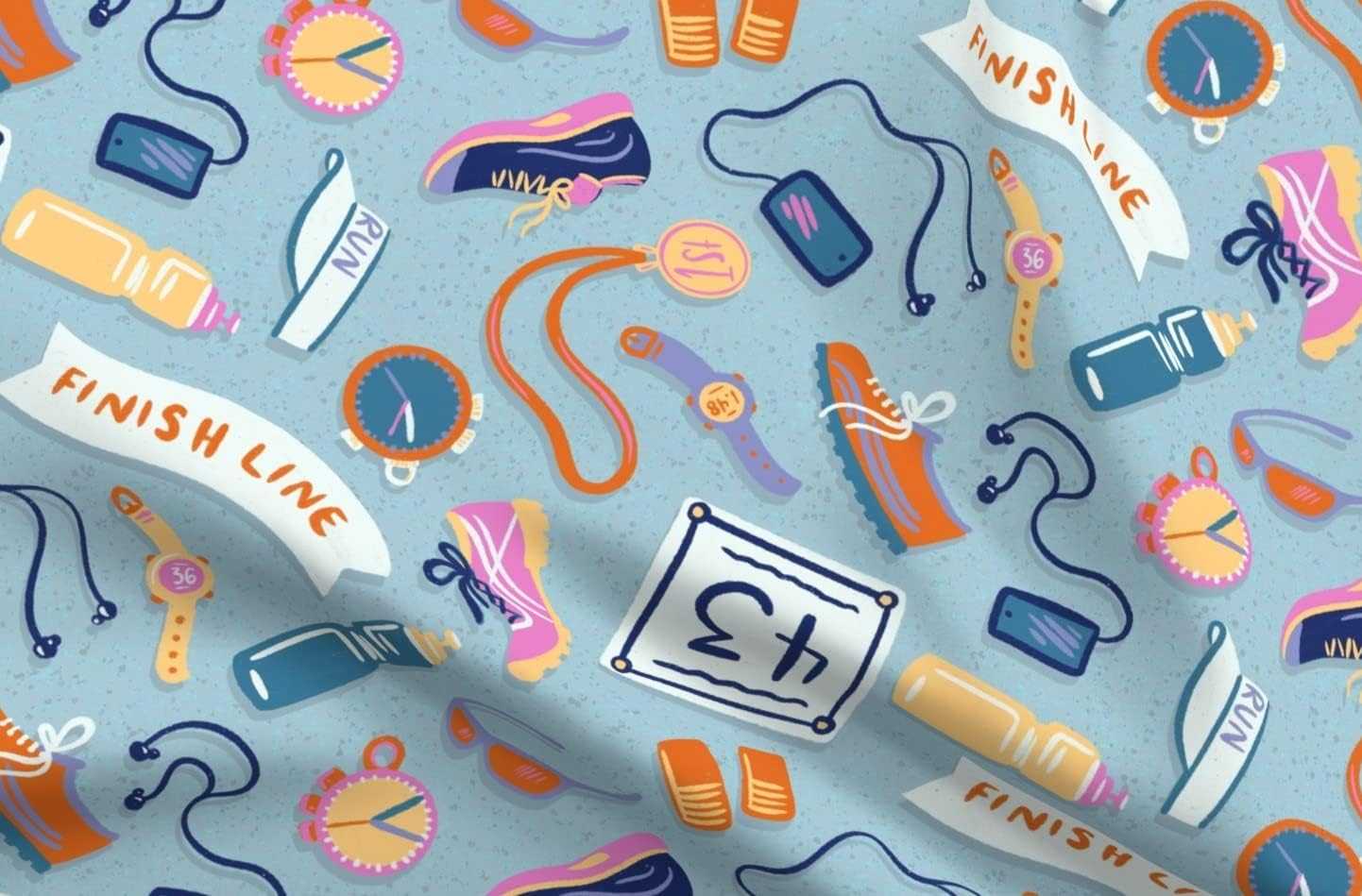 Spoonflower Fabric - Marathon Fitness Exercise Running Shoes Race Printed on Polartec(R) Fleece Fabric by The Yard - Sewing Blankets Loungewear and No-Sew Projects