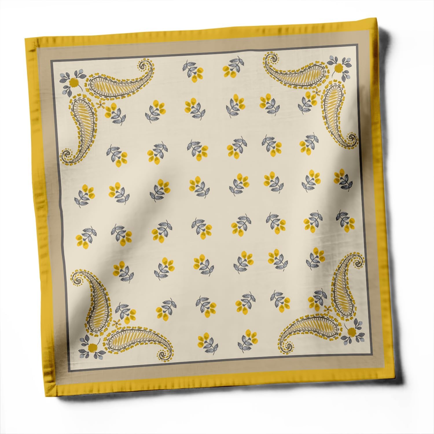 Designer Cotton Twill Block Print Napkins - Set of 12, 20-Inch, Yellow Color, Durable & Absorbent Cloth Napkins for Dining, Parties, and Home Decor - Machine Washable