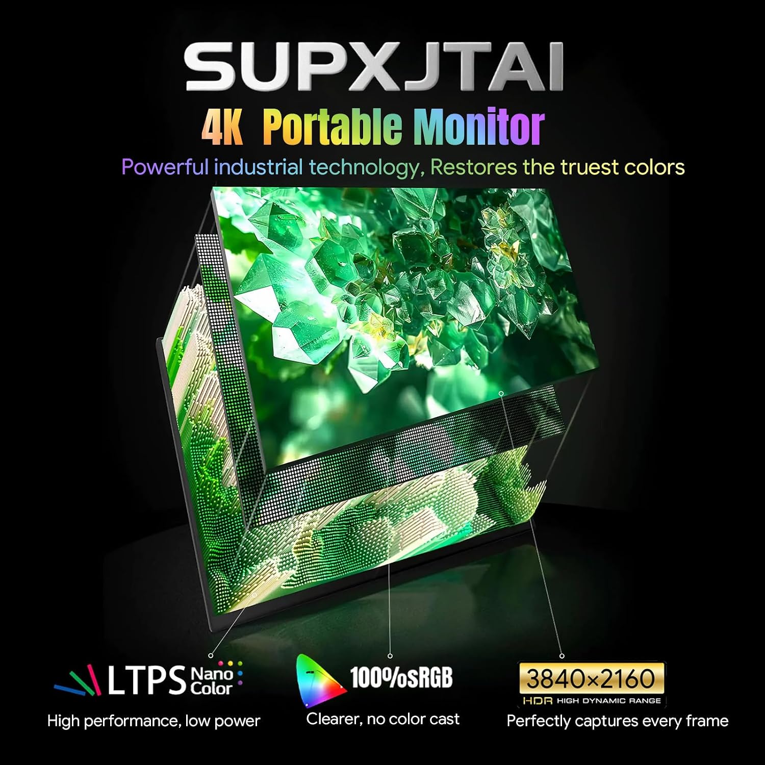 14” Portable Monitor,3840x2160 4K HDR LTPS, Ultra-Slim USB-C Travel Monitor with Stand, Laptop Screen Extender, Second Display for Mac, PC, Phone, PS5, Xbox, Switch (LTPS, 100% sRGB)