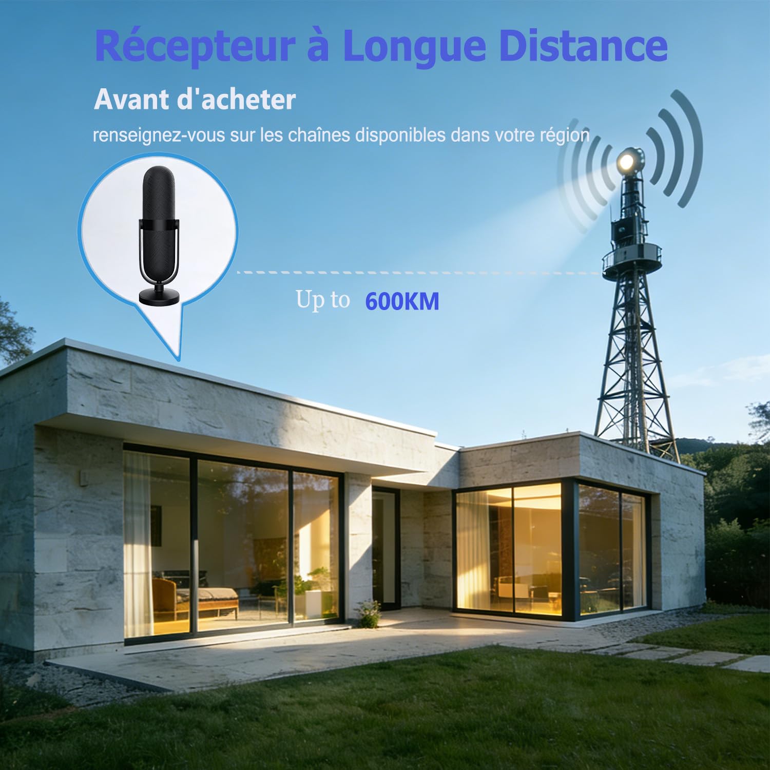 2026 Antenne TV Intérieure Puissante, Antenne TNT, Signal Stable, 4K/1080P | Sans Abonnement | Réception Longue Portée | Amplificateur Intégré | Câble Coaxial 5 m | Compatible Smart TV | Base Magnétique