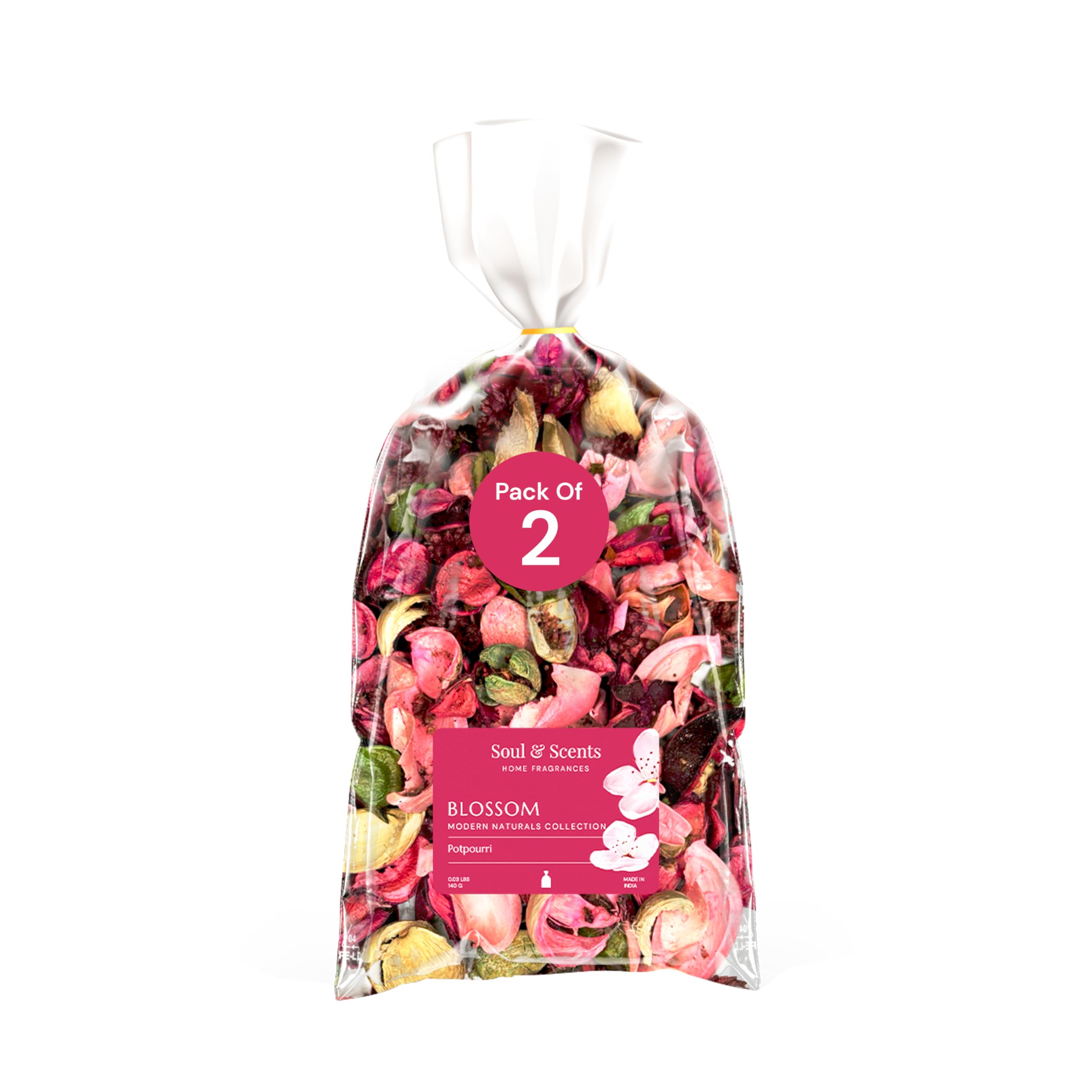 Soul & Scents Blossom Potpourri | Dried Flowers | Fine-Living | Natural Decoration | Mood Enhancer | Perfect for Home Decor, Gifts, and Aromatherapy | Made in India | Pack of 2-140gm Each