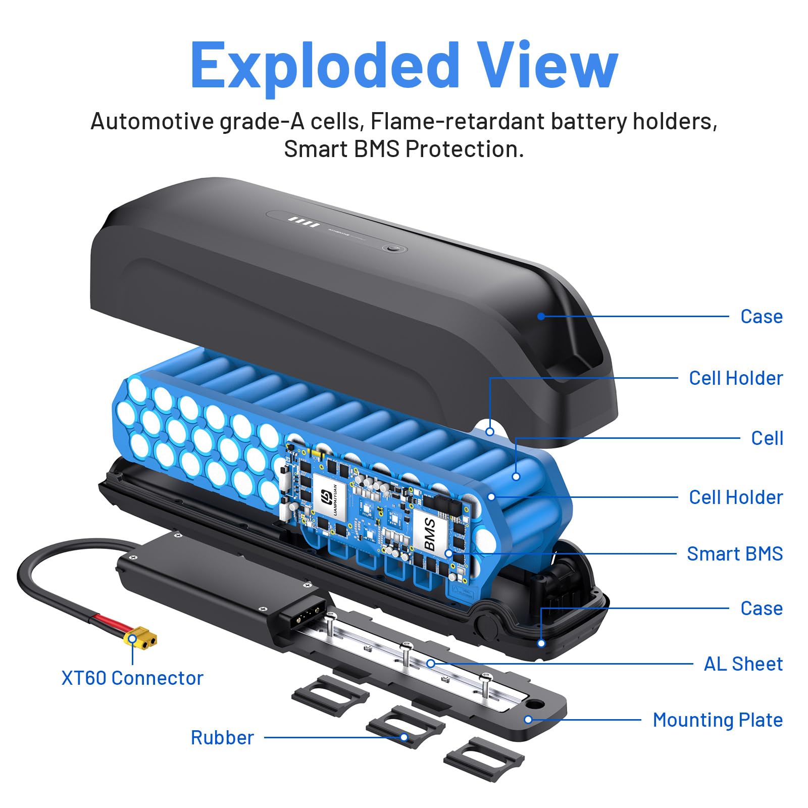 Batterie de vélo électrique 48V 15Ah Rechargeable au Lithium-ION pour électrique pour Moteur 250W 500W 750W 1000W pour