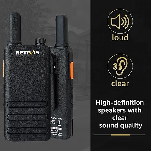 Miniatura 7 de Retevis RT22P, nueva versión de RT22 (2.0), radio portátil de 2 vías con auricular, batería de 1620 mAh, USB-C, walkie talkies recargables (paquete