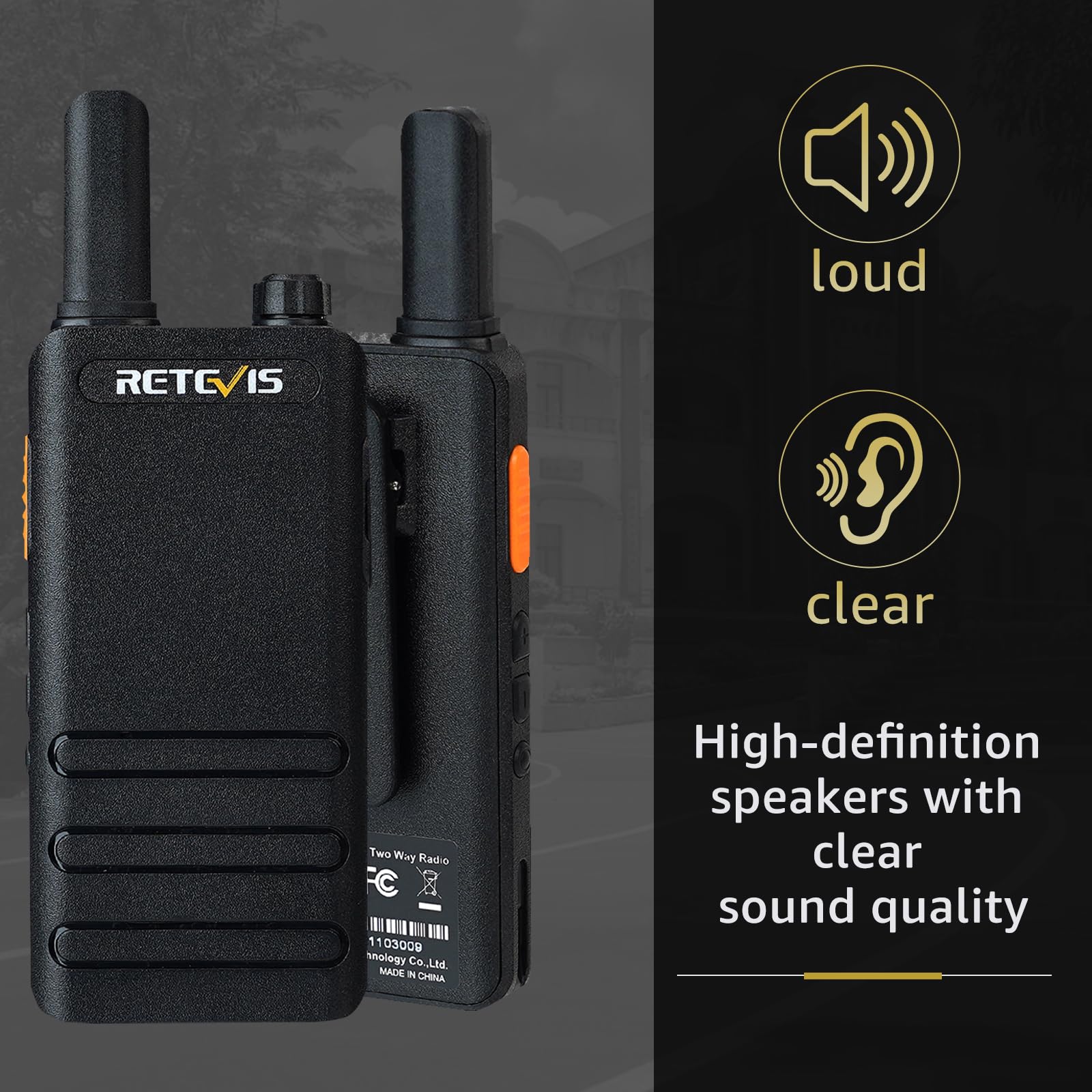 Retevis RT622P Walkie Talkies für Erwachsene, Wiederaufladbares Funkgerät mit 6-Wege-Ladegerät, 1620 mAh, 15 mm Ultradünn, VOX- PMR446 Walkie Talkie mit Ohrhörern für die Schule (6 Stück, Schwarz)