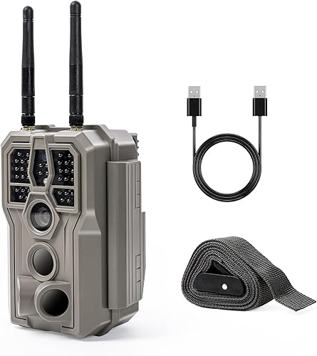 GardePro E8 2.0 Trail Camera WiFi 64MP 4K Cámara de juego con antenas duales, visión nocturna sin brillo, activada por movimiento, control de