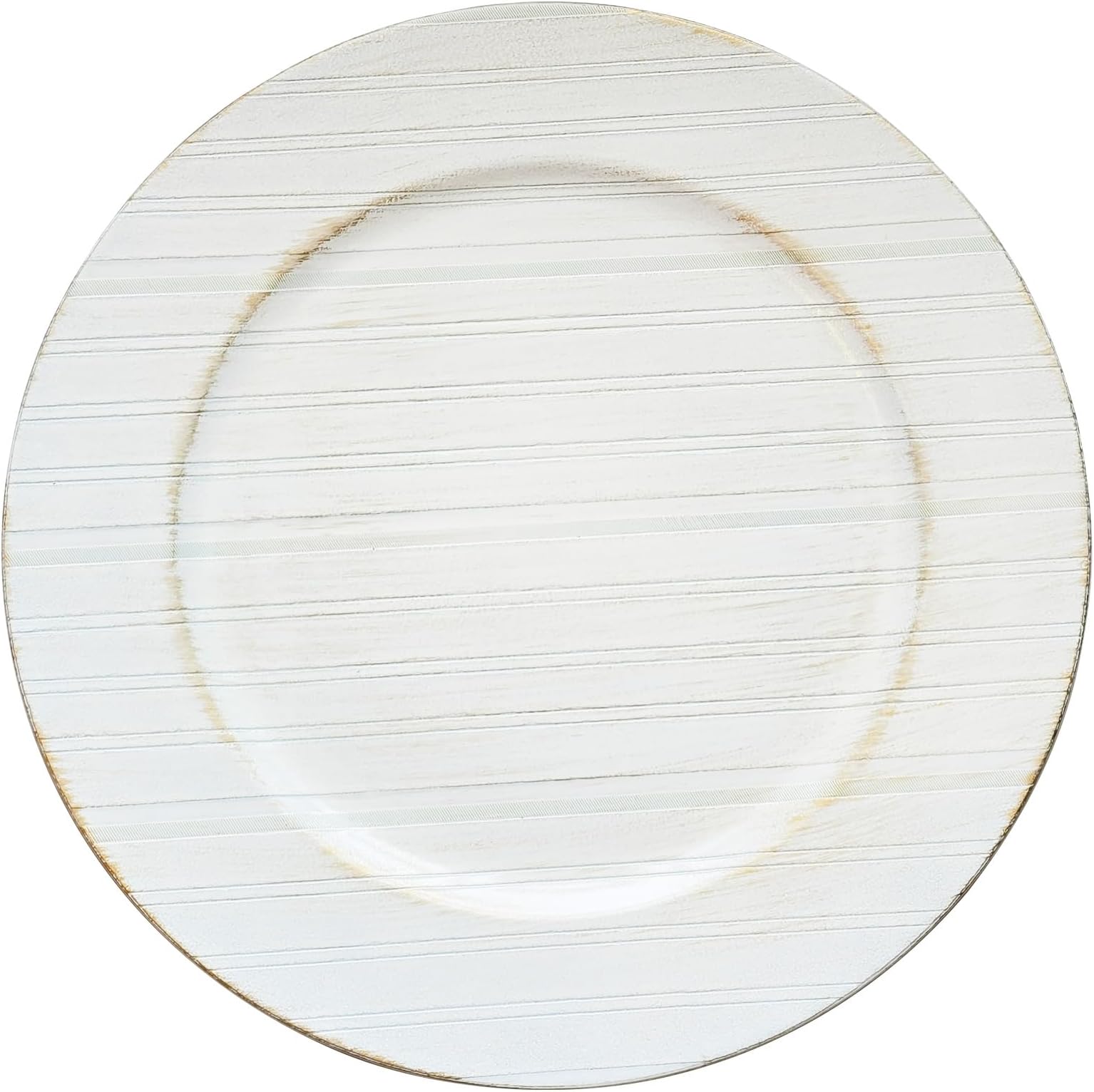 13" Antique Charger Plates, Stripe Pattern White Charger Plate Set of 6, Round Server Ware Chargers for Dinner Plate, Reusable Bulk Table Setting for Party or Event