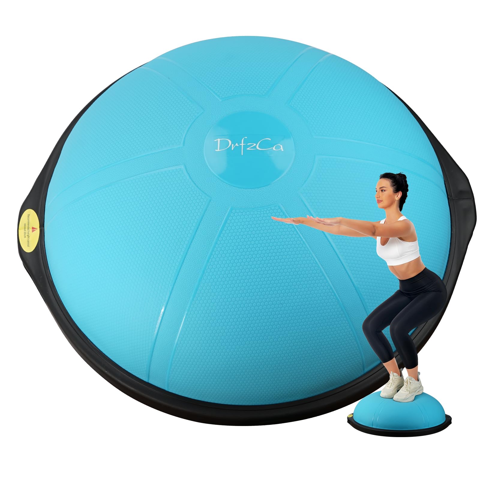 DrfzCa Balance Ball Trainer-Half Ball for Yoga with Resistance Band and Foot Pump, Improve Workout Half Balance Ball,Exercise Balance Ball for Stability Training and Home Gym